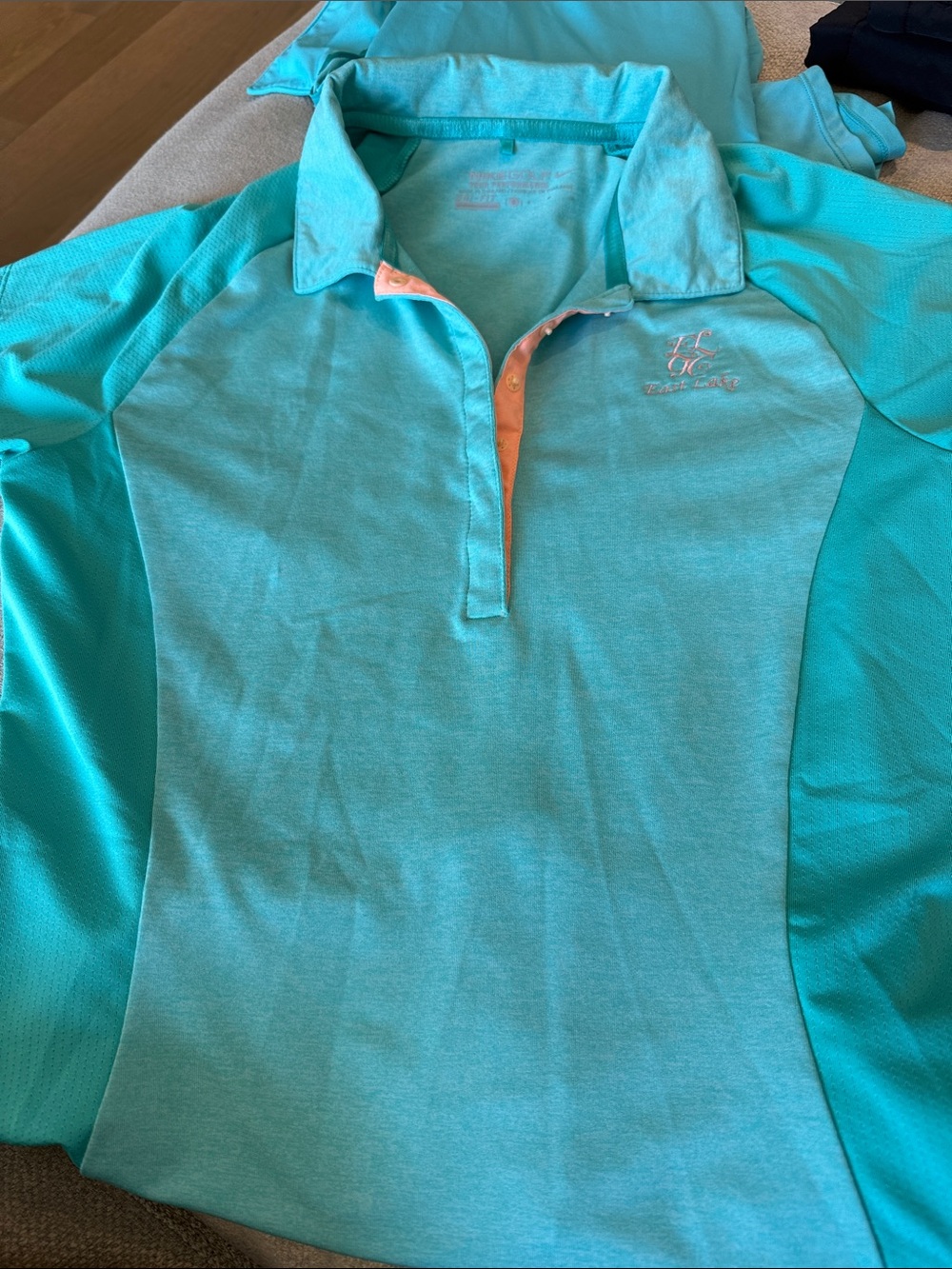 Nike Men's Aqua Polo with Peach Contrast Placket